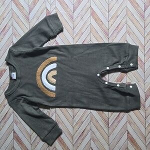 Boho Baby Boy Girl Ribbed Knit Romper Olive Green Long Sleeve Jumpsuit 3-6M